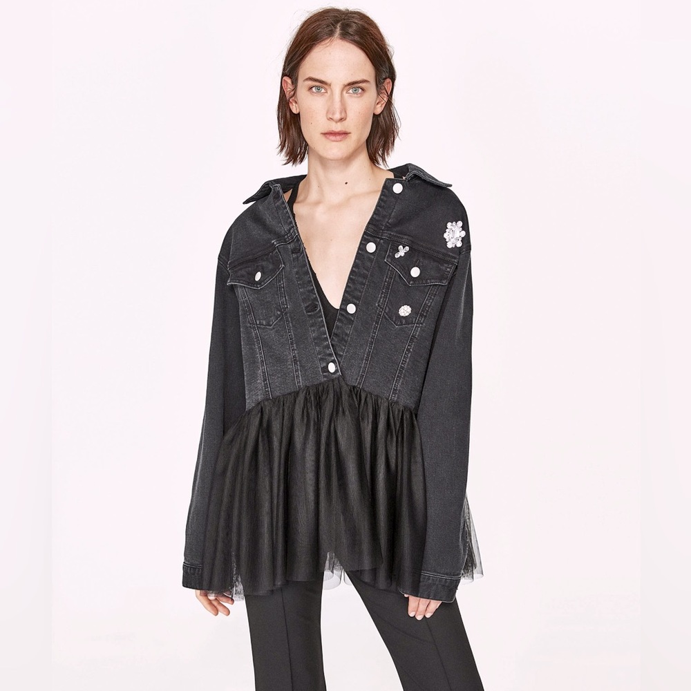 Zara Jean Jeweled Rhinestone Jacket Black Size XS NEW